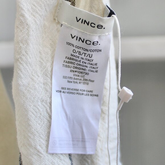 Vince Cream Gray Striped Cotton Gauze Stripe Rectangle Finge Scarf NWT - Picture 2 of 7